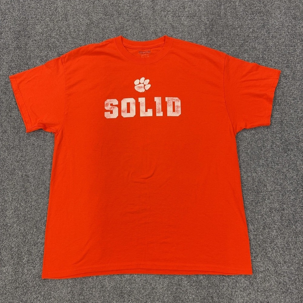 Clemson Tigers Shirt Mens Large Orange NCAA Football Gildan Solid Orange Tee